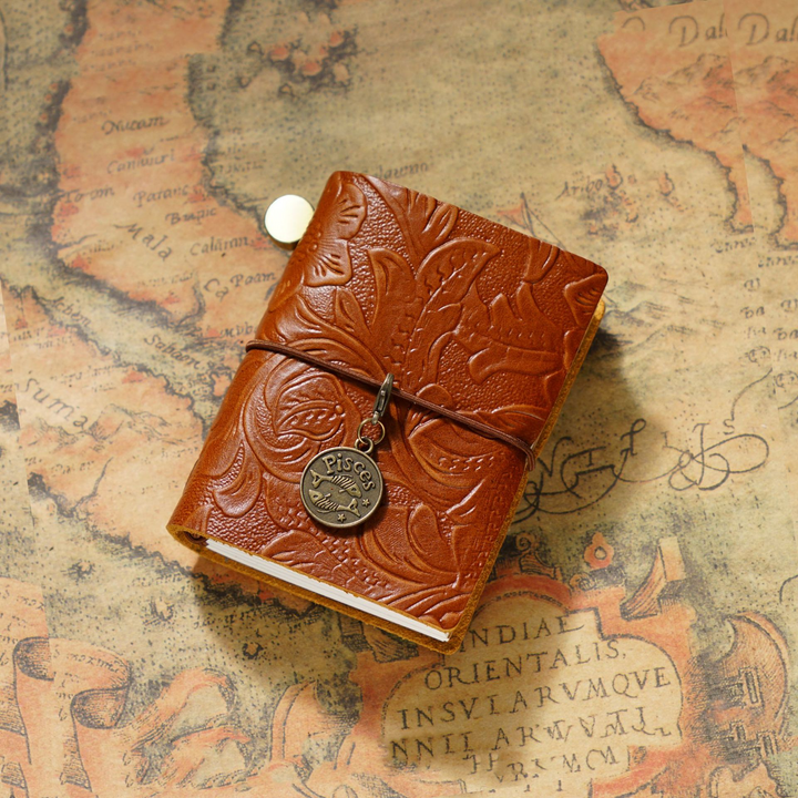 Traveler's Camel Embossed Leather Mini Journal Soft Touch