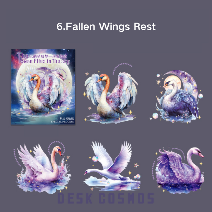 Swan Star Dream Fallen Wings Rest Stickers for Artistic Decoration