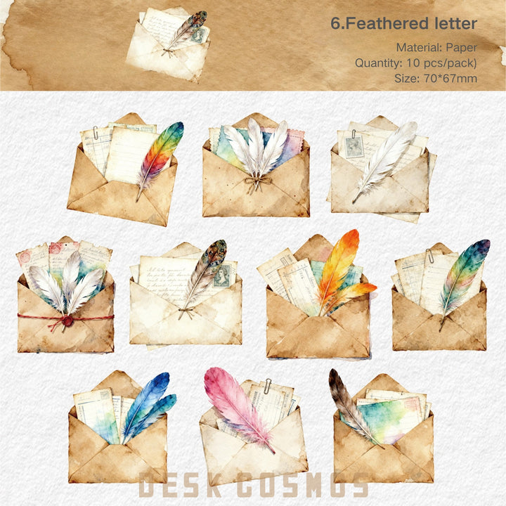 Vintage Letter Stickers – Butterfly, Feather, Leaf, Flower - Desk Cosmos