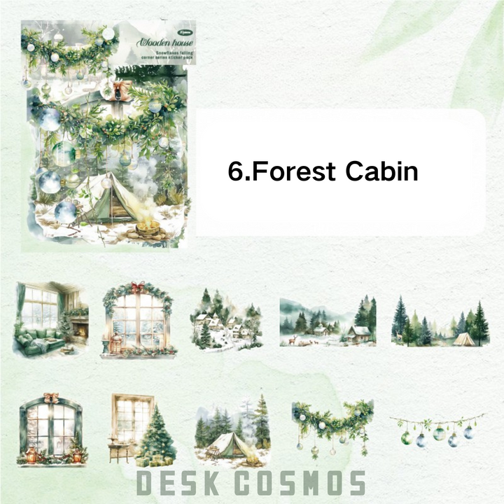 Winter Cottage Series Forest Cabin PET Stickers