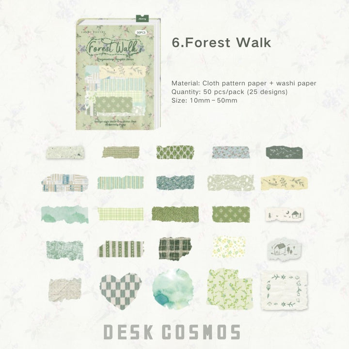 Fragmented Fabric Stickers With Mixed Texture For Journals