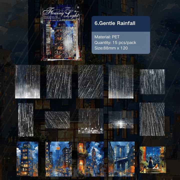 Rainy Cityscape Decorative PET Sticker - Desk Cosmos