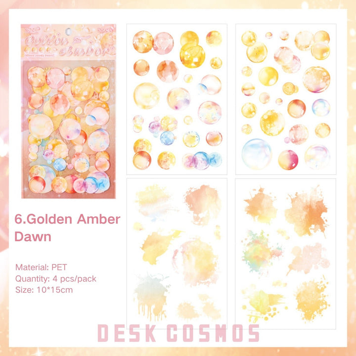 Glazed Sugar Heart Watercolor Bubble PET Stickers