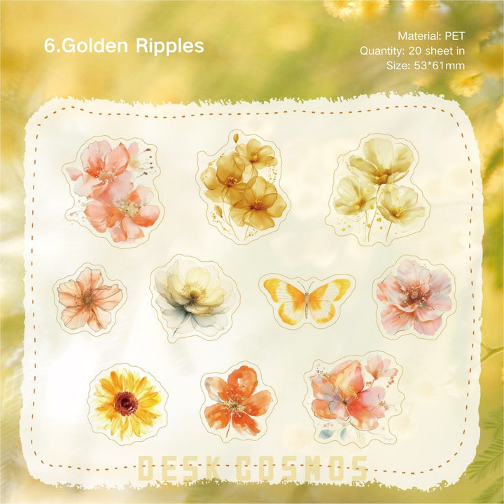 Romantic PET Stickers Glass Petal Floral Handmade Journal