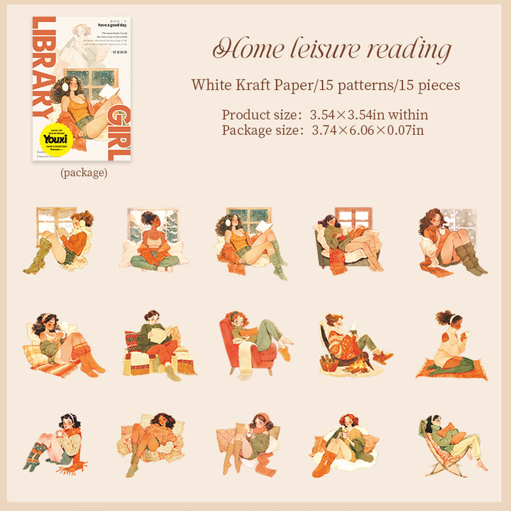 Library Girl Cozy Home Reading Warm Journal Feeling
