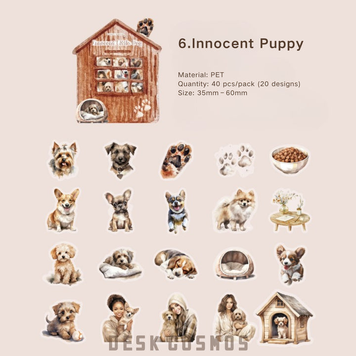 LittlePet Paradise Innocent Puppy PET Stickers Lovely Design