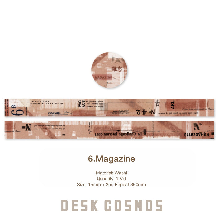Vintage Washi Tape – Receipt, Plant, Map, Text - Desk Cosmos