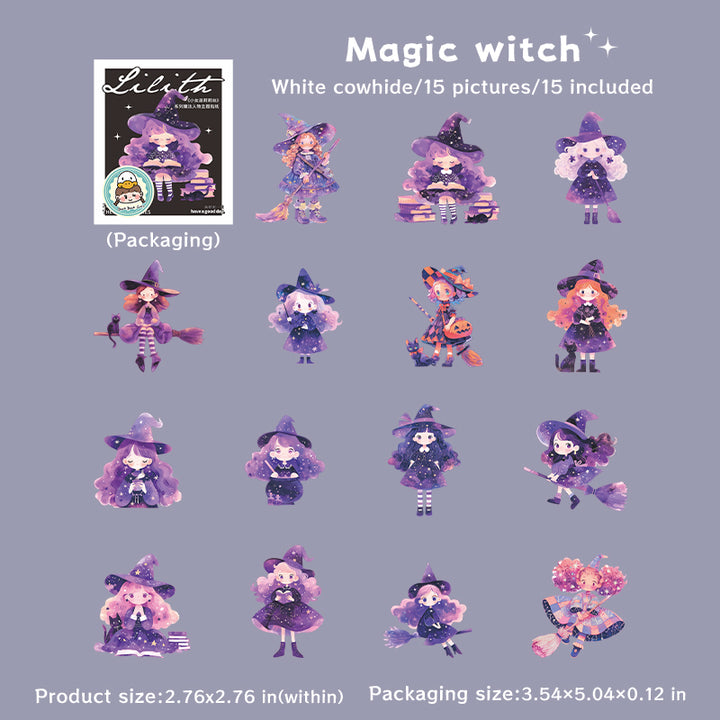 The Little Witch Lilith Character Sticker Creative Scrapbook