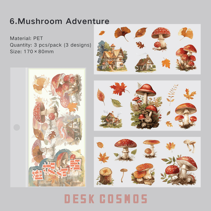 Time Notes Mushroom Encounter PET Stickers Forest Mood