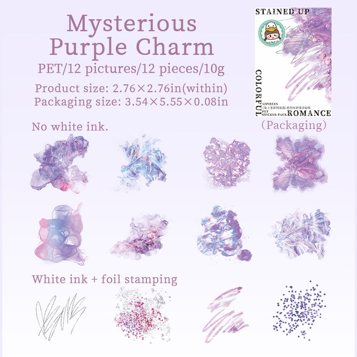 Infused with a Colorful Romance PET Stickers Watercolor Style for Scrapbook