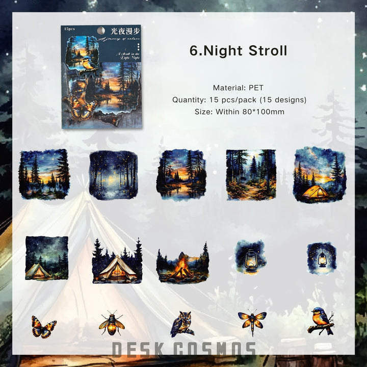 Light and Letterhead Night Walk PET Stickers Mysterious Mood