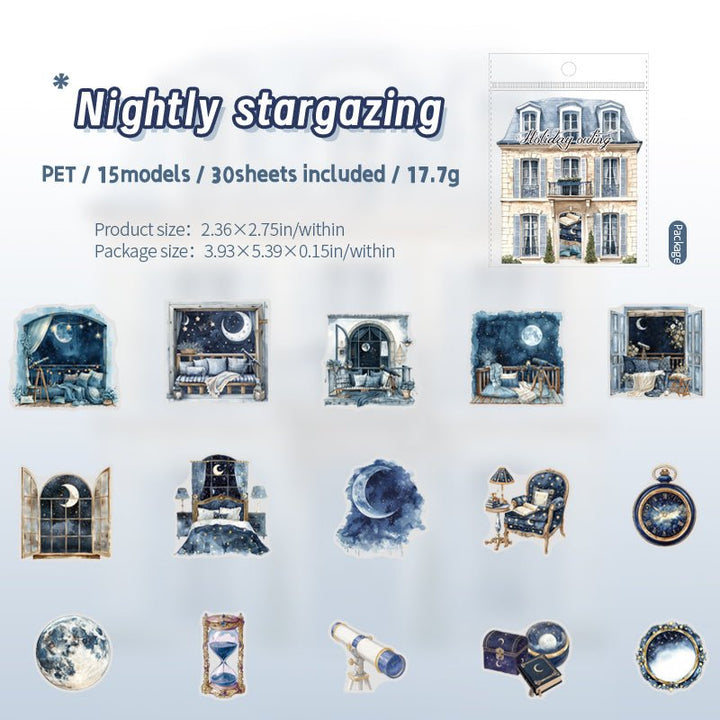 Holiday Outing Nightly Stargazing Dreamy Sky Scene Stickers