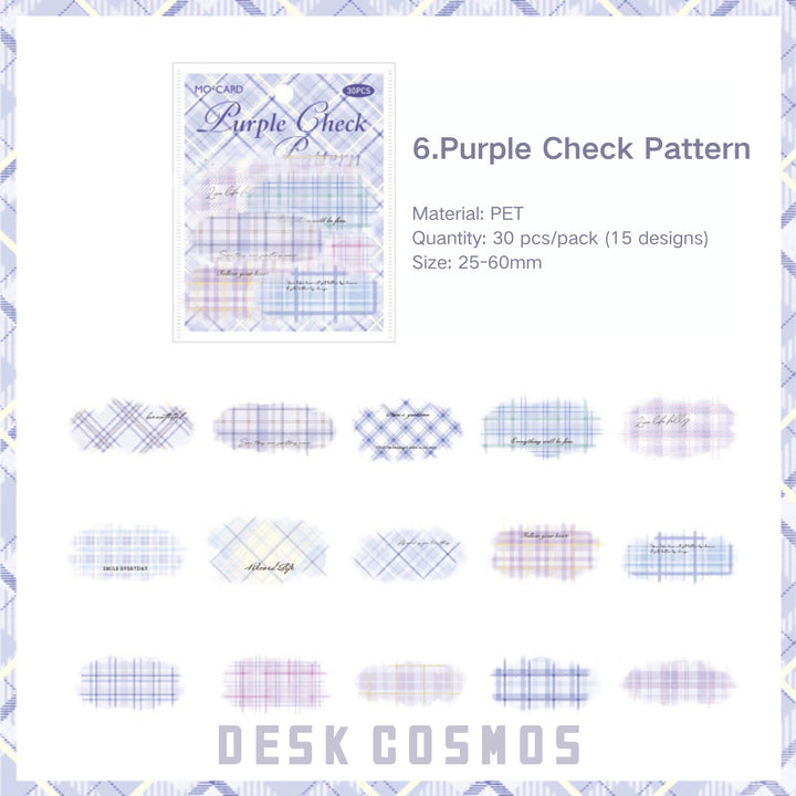 Colorful Plaid Paving Series Sweet Stickers Suitable for Notebook Decoration