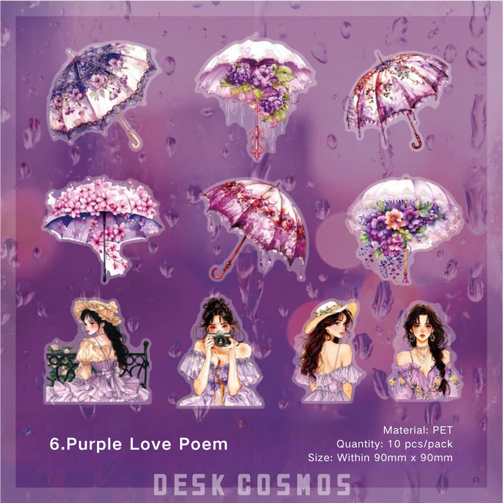 Qisi Rainy Season Stickers Fashion Characters Vintage Charm