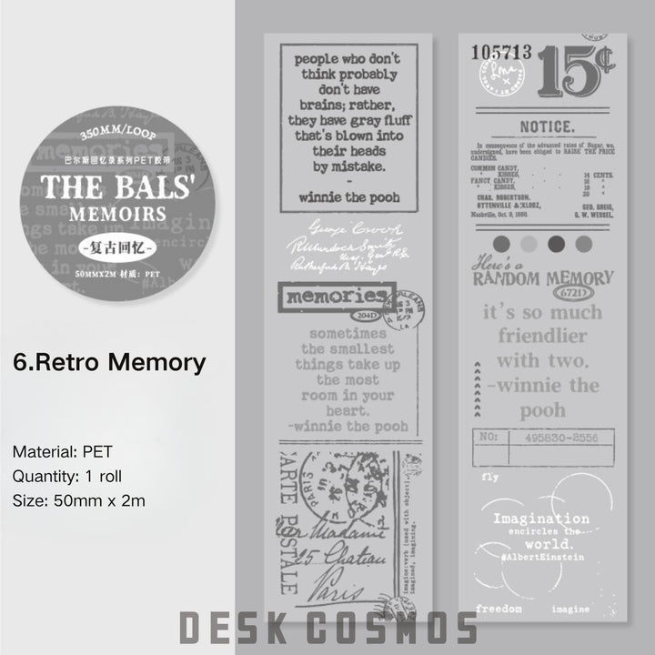 Bars Memoir Series Retro Collage Art PET Tape