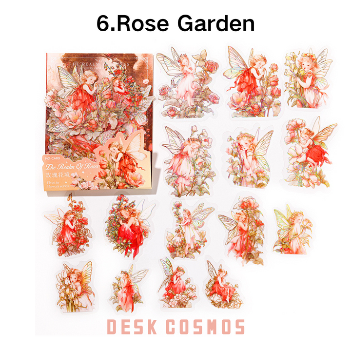 Rose Garden 3D Foil Stickers with Flower Fairy Design Close-up