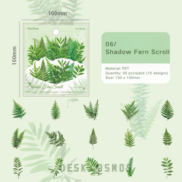 Plant PET Stickers Poetry Leaf Series vintage transparent style