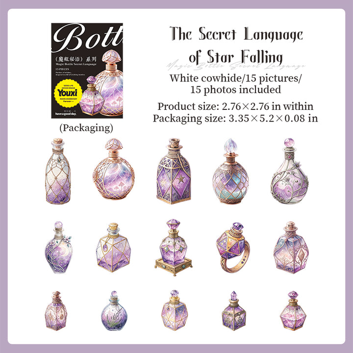 Magic Bottle Secret Language bottle shape stickers for crafts