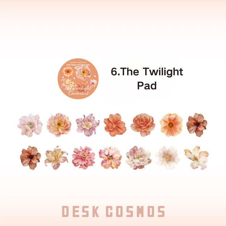Flower Letter Series Twilight Covenant Watercolor Petal Stickers