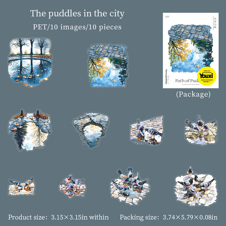 Path of Puddles Scenery Colorful Stickers Perfect for Art