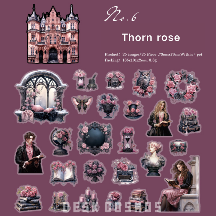 Black world Girl Thorn Rose Retro Gothic Stickers