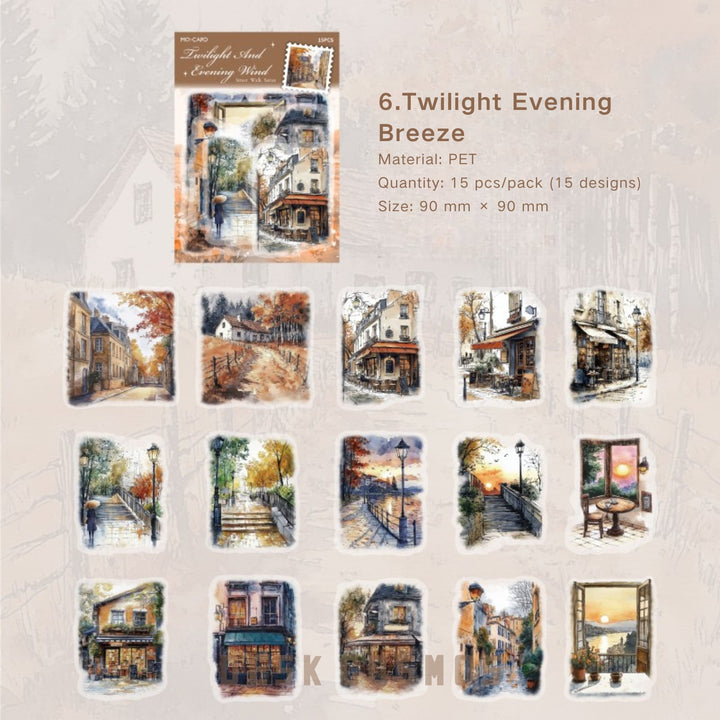 Street Walk Series PET sticker set with journal vibe