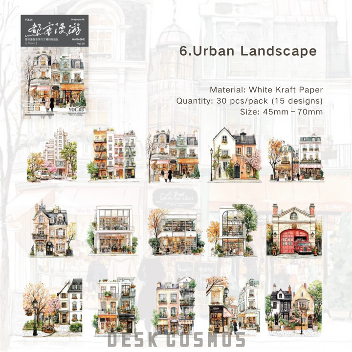 City Roaming Series Urban Landscape Style City Stickers