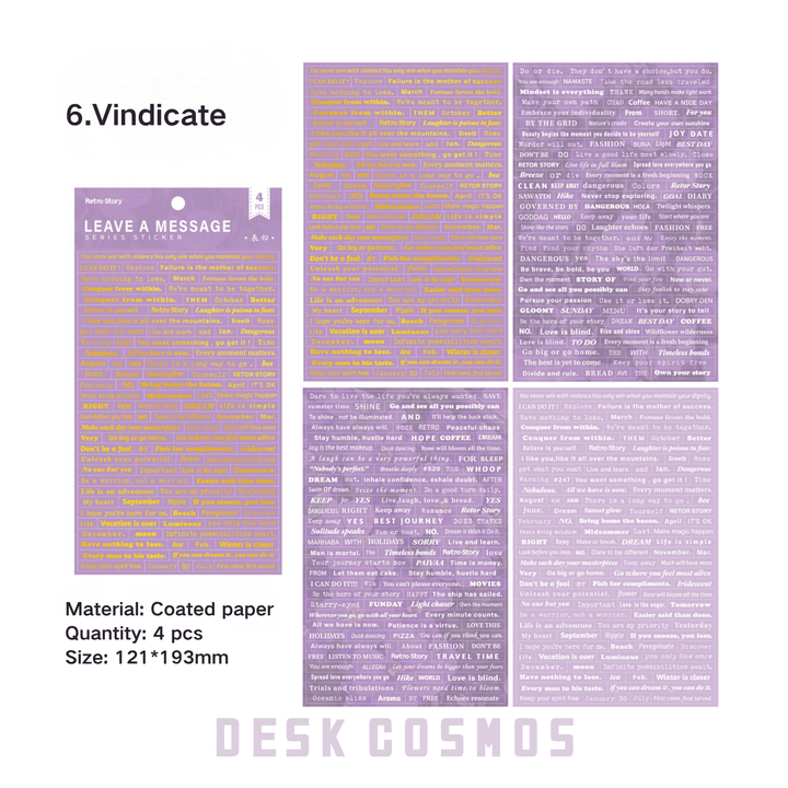 Foil Message Quote Text Stickers - Desk Cosmos
