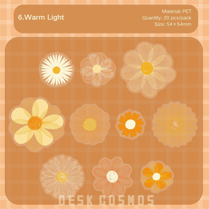 Romantic Daisy Flower PET Stickers - Desk Cosmos