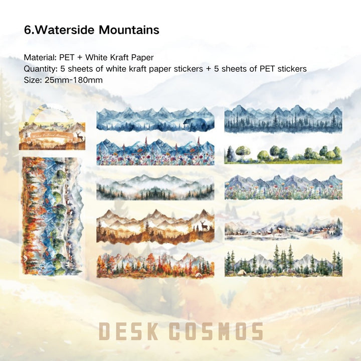 Natural Museum Series Waterside Mountains Stickers Handmade Journal