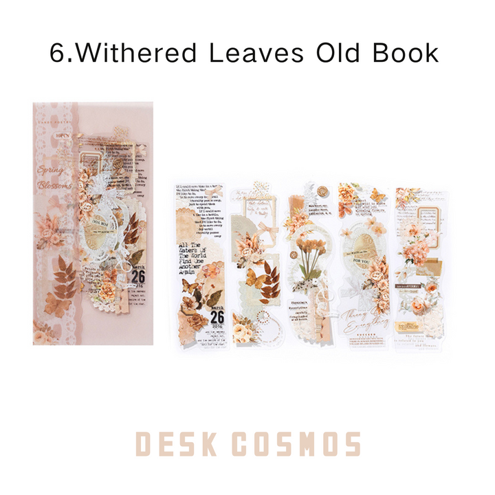 Love Spread Series Dried Leaf Old Book Variant Floral Lace Retro Stickers