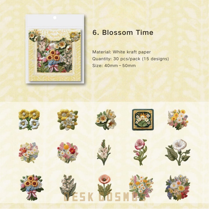 Embroidery Story Series Blossom Time Embroidery Stickers Flower Design
