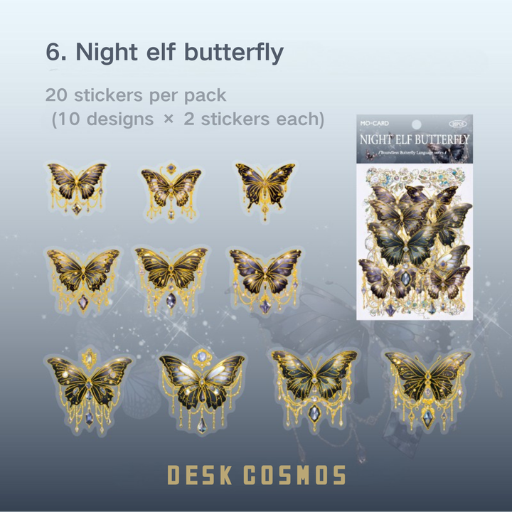 Black Butterfly Stickers, 20 pieces in a pack, made with PET material, easy to peel, waterproof