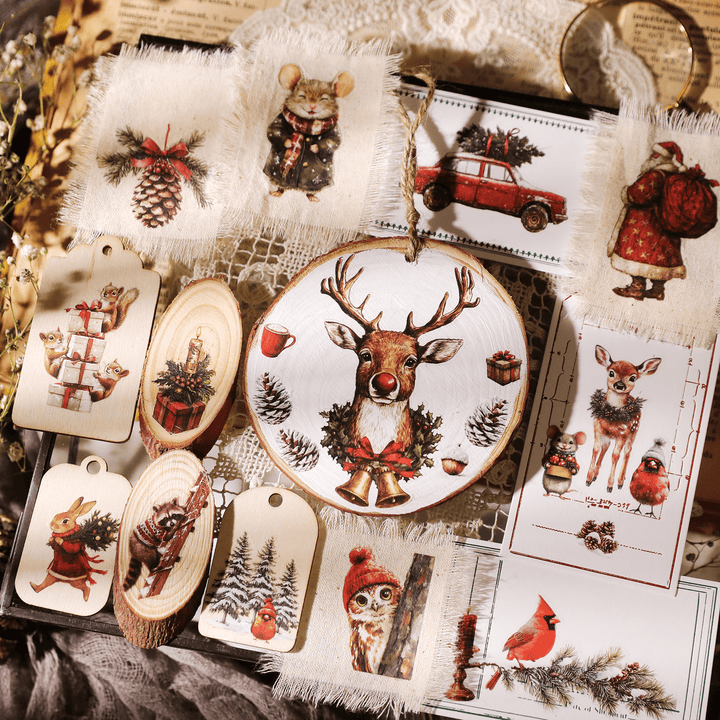 Christmas Santa Animal Transfer Stickers - Desk Cosmos