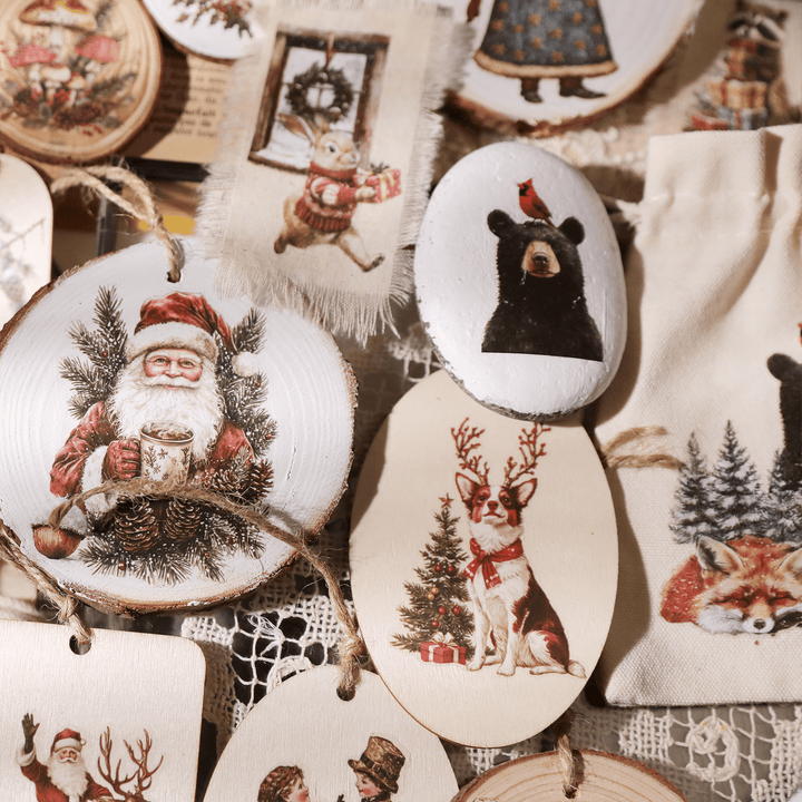 Christmas Santa Animal Transfer Stickers - Desk Cosmos