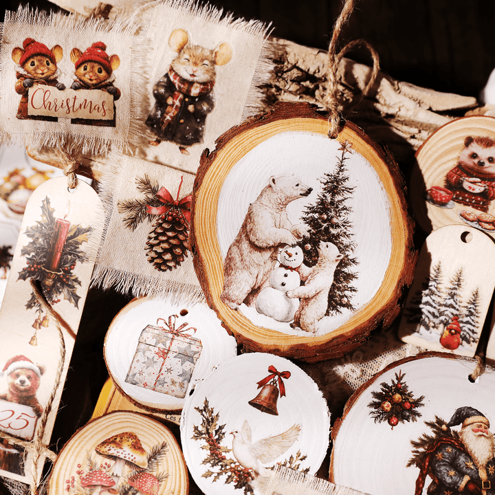 Christmas Santa Animal Transfer Stickers - Desk Cosmos