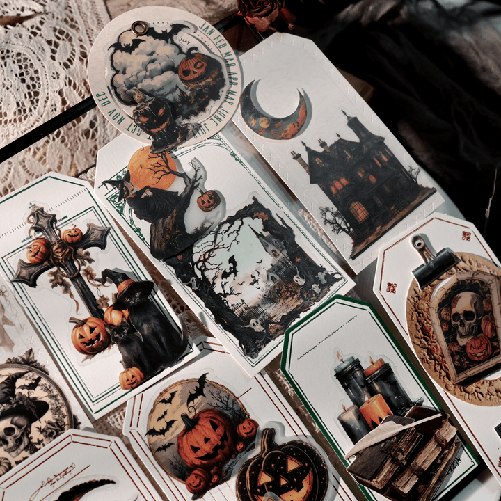 Halloween Sulphate Paper Stickers 65pcs Scenery Elements