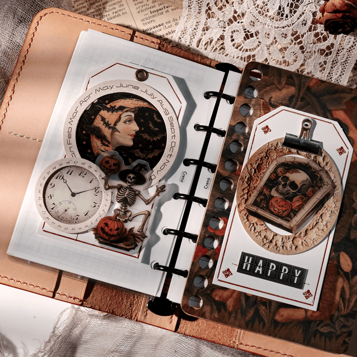Halloween Sulphate Paper Stickers 65pcs Vintage Style
