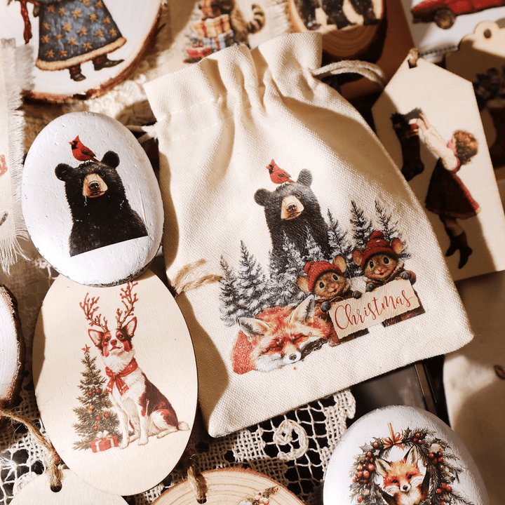 Christmas Santa Animal Transfer Stickers - Desk Cosmos