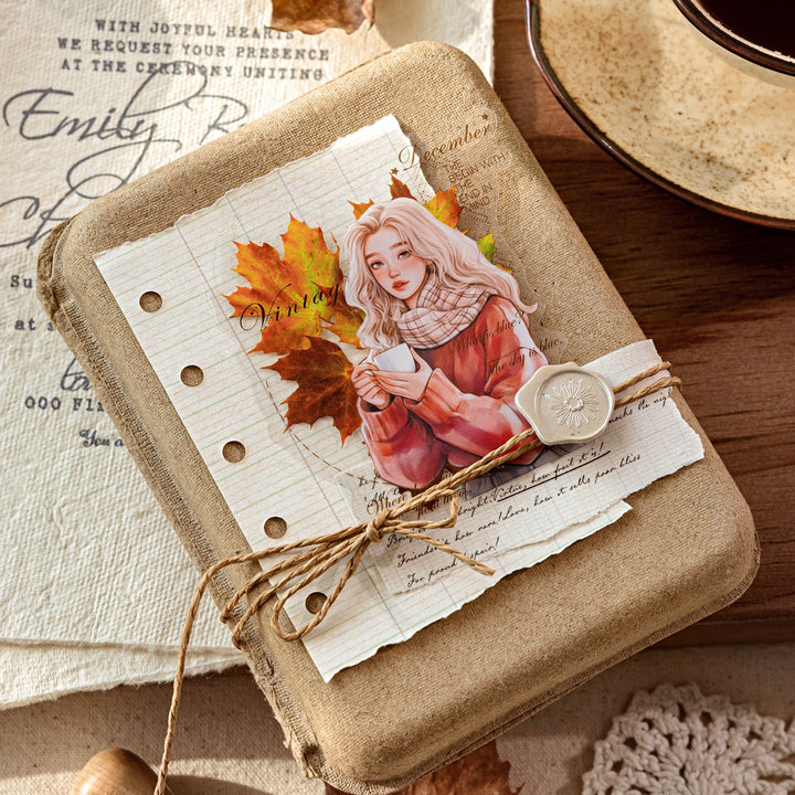 Artistic Girl With Coffee PET Stickers - Desk Cosmos