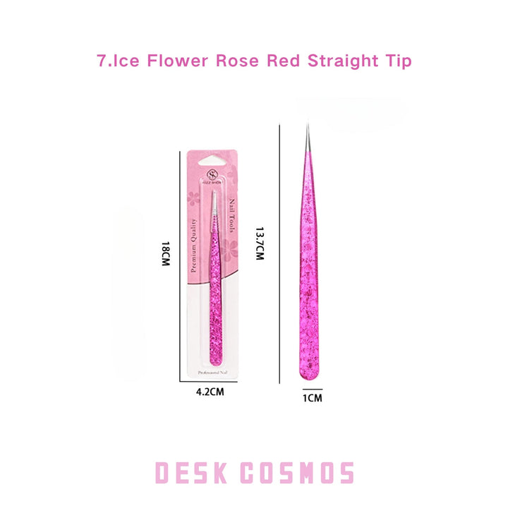 Ice Bloom Rose Red Straight Tip Tweezers