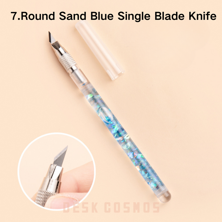 Crown Series Round Sand Blue Knife Compact and Portable