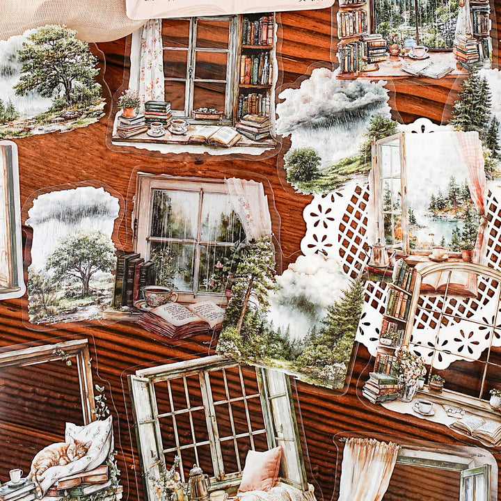 Window Scenery Weather PET Stickers - Desk Cosmos