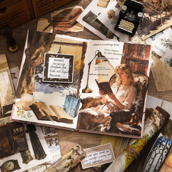 Reading Time Vintage Pre - cut Sticker Book - Desk Cosmos