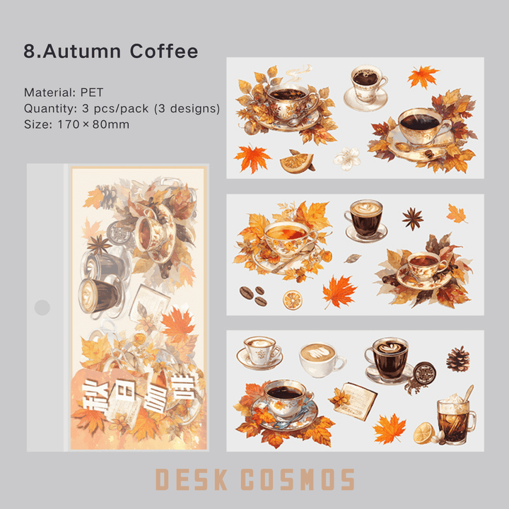 Time Notes Autumn Coffee PET Stickers Cozy Daily Life