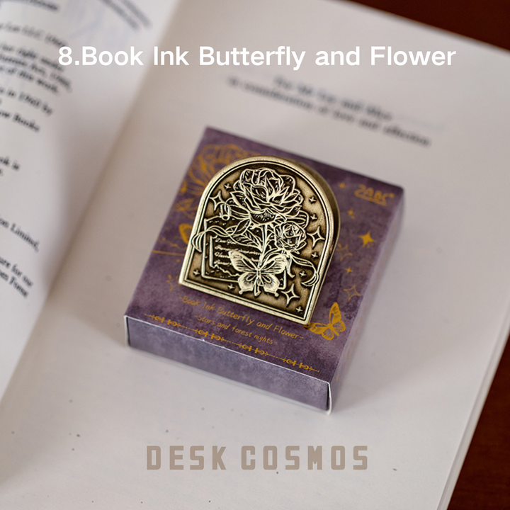 Stars and Forest Night Book Ink Butterfly and Flower Elegant Metal Clip