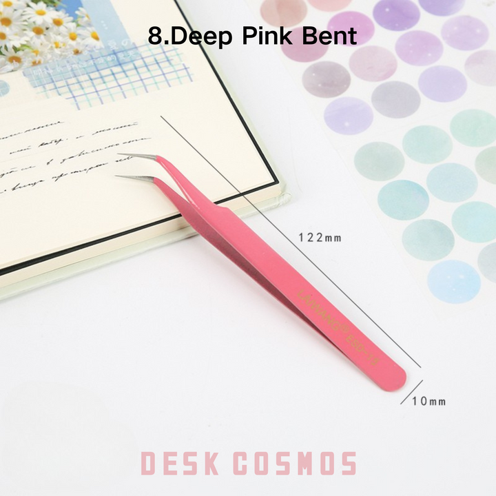 Macaron Color Deep Pink Bent Tweezers High Elastic Craft Tool