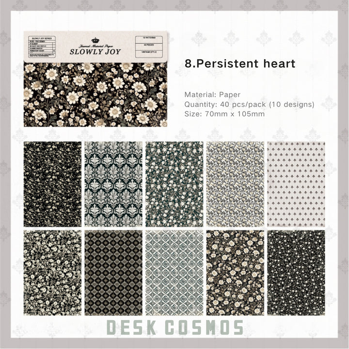 Slowly Happy Persistent Heart Floral Texture Craft Paper