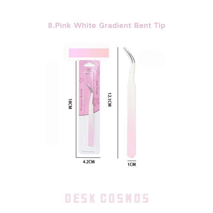 Ice Bloom Pink White Bent Tip Tweezers