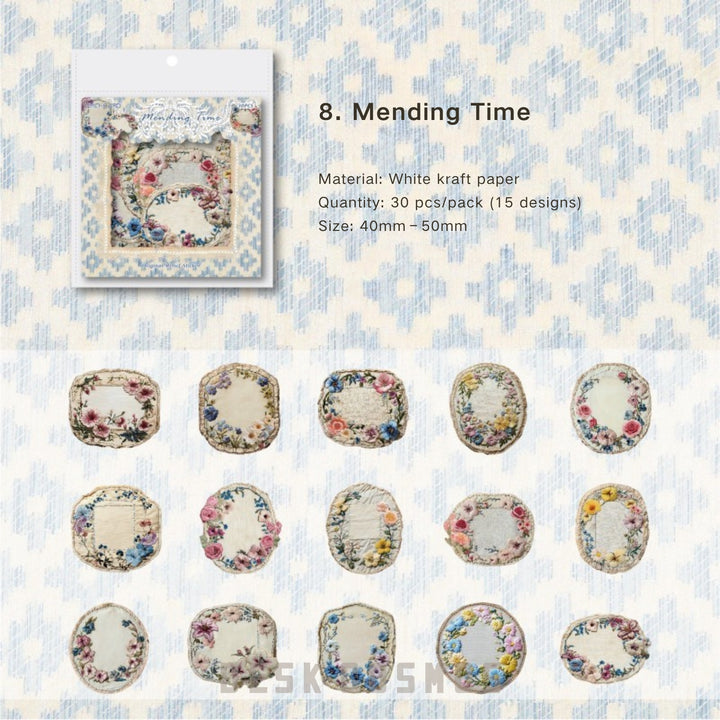 Embroidery Story Series Mending Time Embroidery Stickers Creative Collage